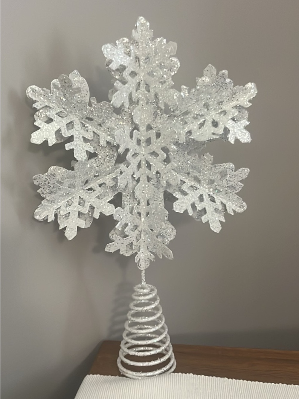 Glitter Snowflake Tree Topper - White